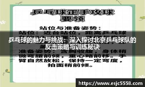 乒乓球的魅力与挑战：深入探讨北京乒乓球队的反击策略与训练秘诀